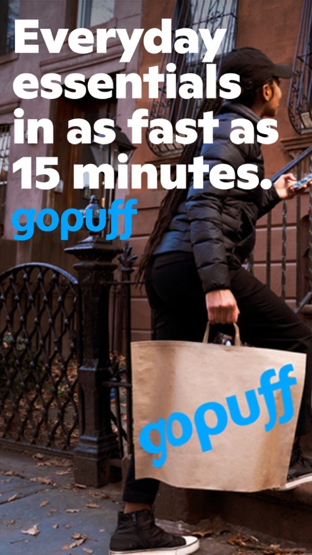 Tela do app Gopuff